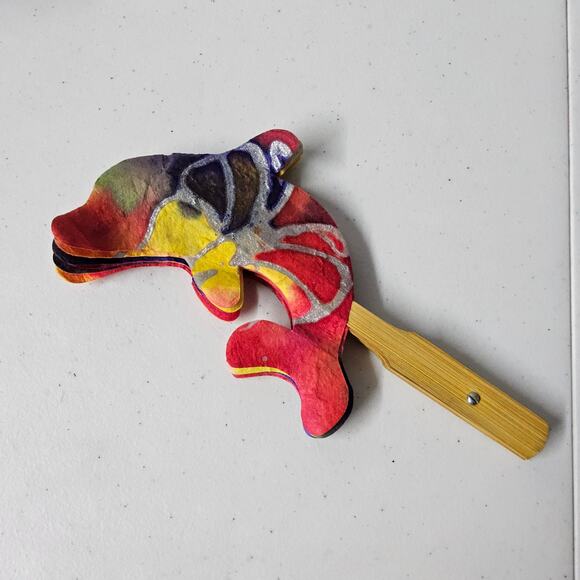 Paper Fan Batik Dolphins Cutouts Colorful - Picture 3 of 5